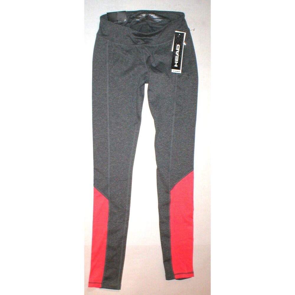New Head Active Run Womens Gray Orange Striped Pants Leggings XS Yoga Pilates NW